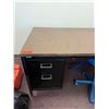 Image 2 : Metal Desk w/ Laminate Top & 2 Drawers 60" x 30" x 29"H w/ Blue Office Chair