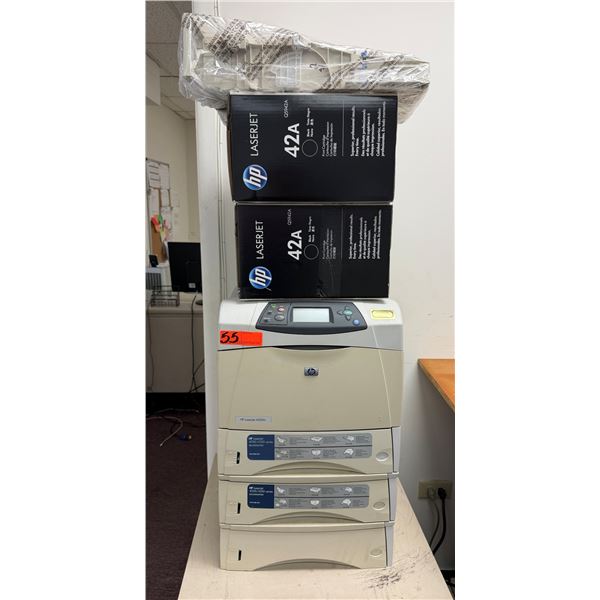 HP LaserJet 4250tn Monochrome Laser Printer w/ Extra Paper Trays & Toner