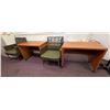 Image 1 : Qty 2 Wooden Tables 34" x 21" x 26"H & 2 Upholstered Chairs 24" x 18" x 32"H