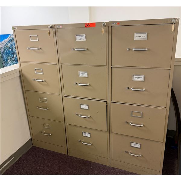 Qty 3 GEM 4-Drawer Locking Filing Cabinets w/ Keys