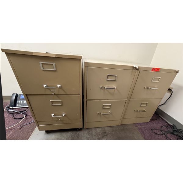Qty 4 Metal 2-Drawer Filing Cabinets w/ Some Keys