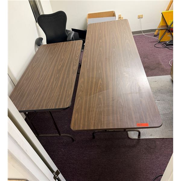 Qty 2 Folding Tables 96" x 30" x 29"H & 60" x 30" x 29"H