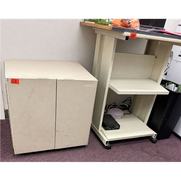 Rolling 3-Tier Utility Cart & 2-Door Cabinet, Misc Sizes (Contents Not Included)