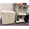Image 1 : Rolling 3-Tier Utility Cart & 2-Door Cabinet, Misc Sizes (Contents Not Included)