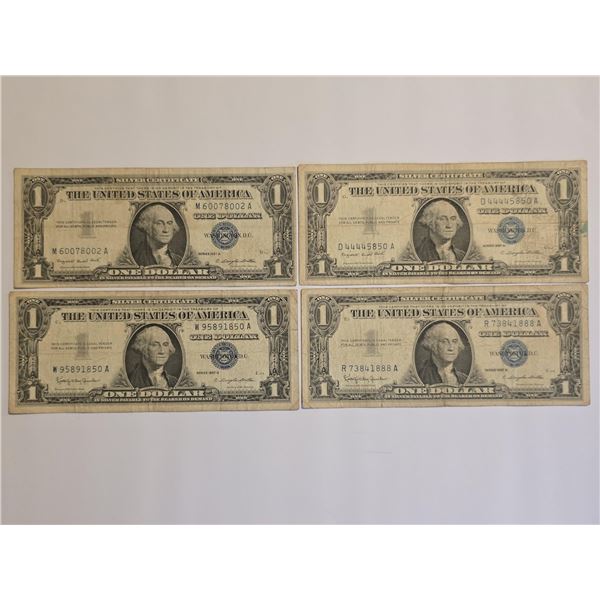 2-1957-A AND 2-1957-B US $1 SILVER CERTS BLUE SEAL