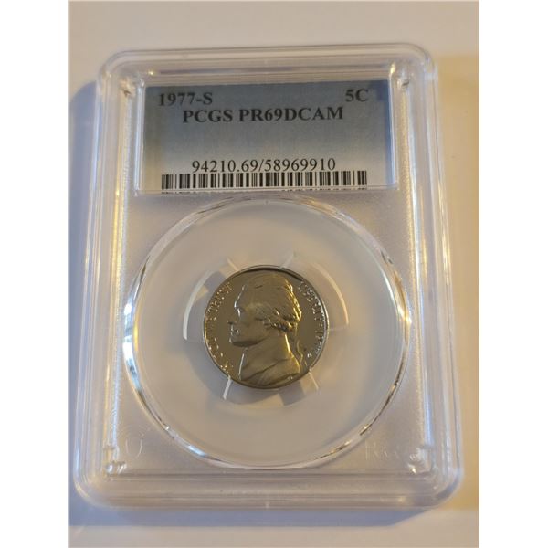 1977-S JEFFERSON NICKEL PCGS PR69DCAM