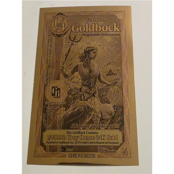 ALPHA 2026-A FLORIDA 1/4 GOLDBACK 24K GOLD NOTE