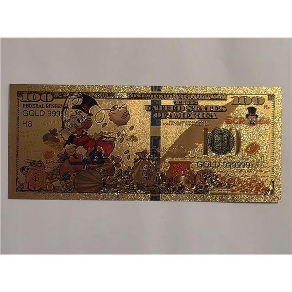 GOLD 999999 SCROOGE MCDUCK 24K GOLD FOIL CRISP UNC