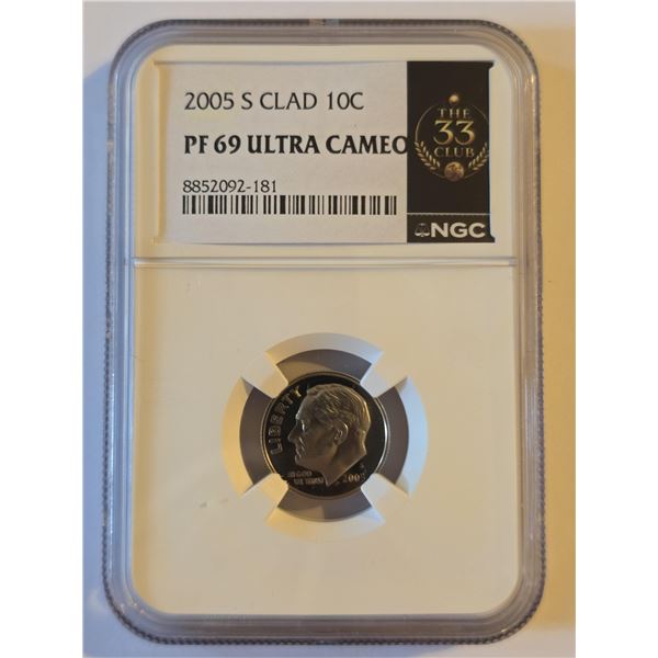 2005-S ROOSEVELT DIME NGC PF 69 ULTRA CAMEO