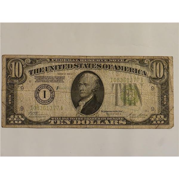 1928-B US $10 FEDERAL RESERVE NOTE