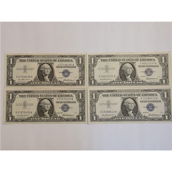 4-1957 US $1 SILVER CERTS, CRISP UNC
