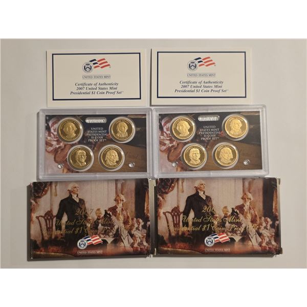2-2007 US MINT PRESIDENTIAL $1 COIN PROOF SETS
