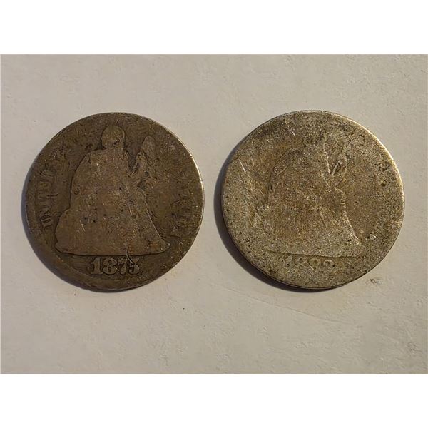 1875 AND 1888 SEATED LIBERTY SILVER DIMES