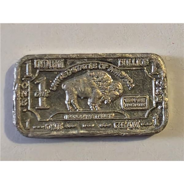 1 GRAM INDIUM BUFFALO DESIGN BAR