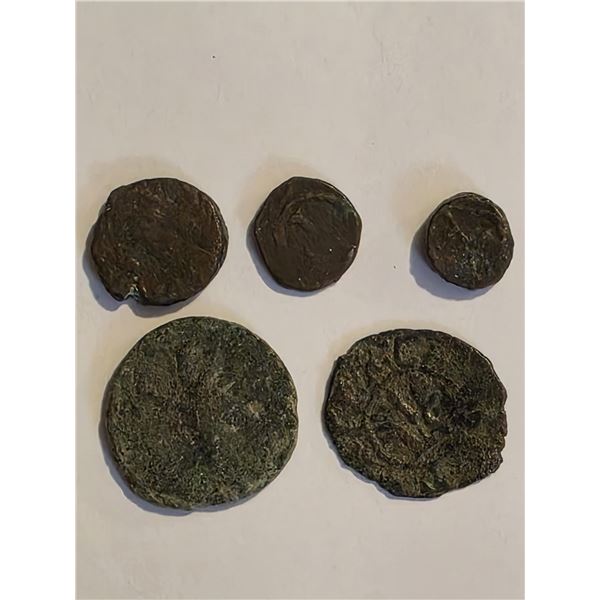 COLLECTION OF FIVE ANCIENT STYLE METAL COINS
