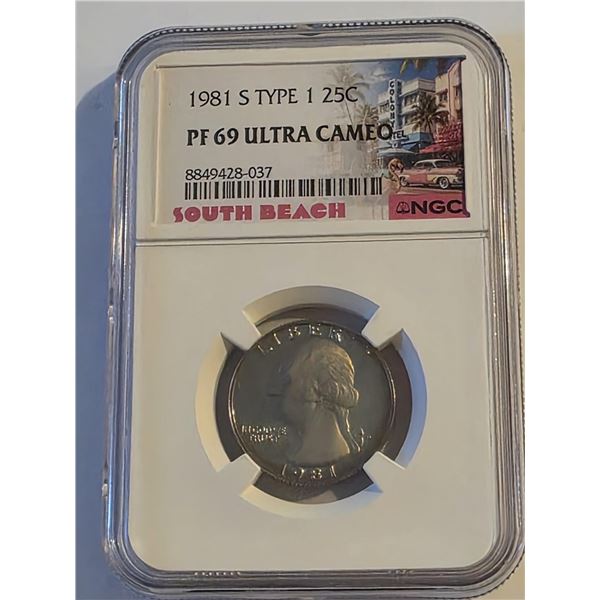 1981-S WASHINGTON TYPE 1 QUARTER NGC PF 69 UC