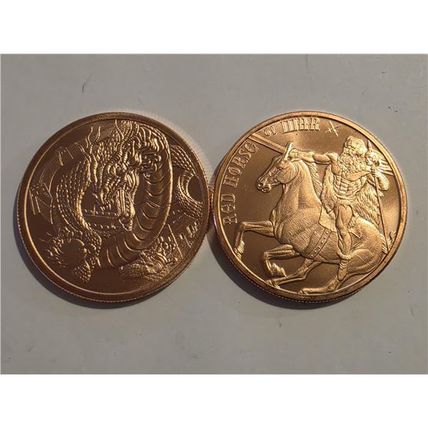 2-1 OZ .999 FINE COPPER ROUNDS: WAR & DRAGON