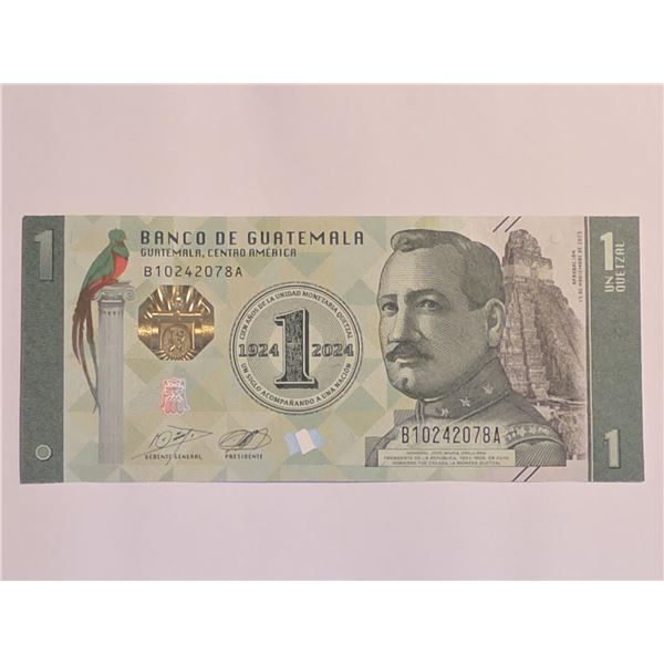 2024 GUATEMALA 1 QUETZAL CRISP UNC BILL