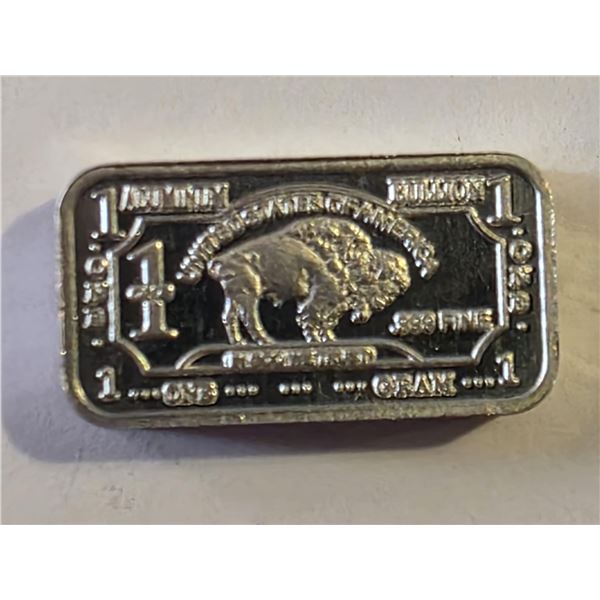 1 GRAM FINE ALUMINUM BUFFALO ART BAR