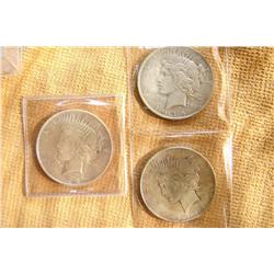 3 Peace Dollars (2) 1922 & (1) 1934
