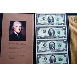 Uncut Jefferson $2 Bills 2003 Series