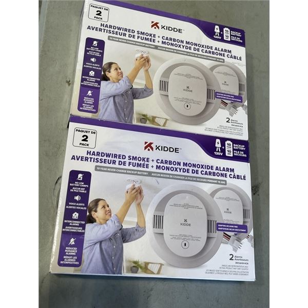 2 AS NEW KIDDE 2 PACK HARDWIRED SMOKE AND CARBON MONOXIDE ALARMS