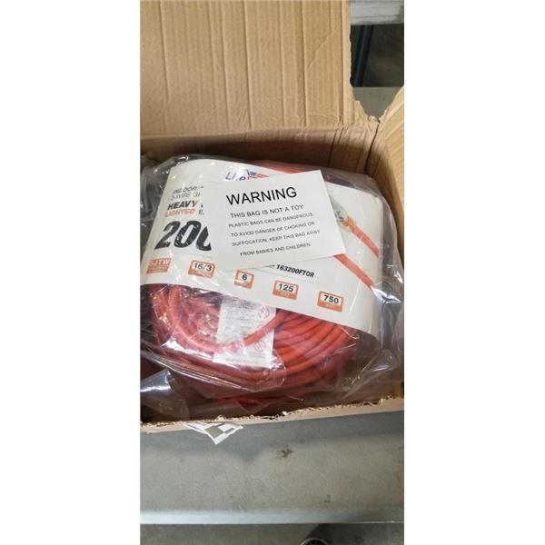 200 FOOT HEAVY DUTY LIGHTED ORANGE EXTENSION CORD. 16AWG/3C
