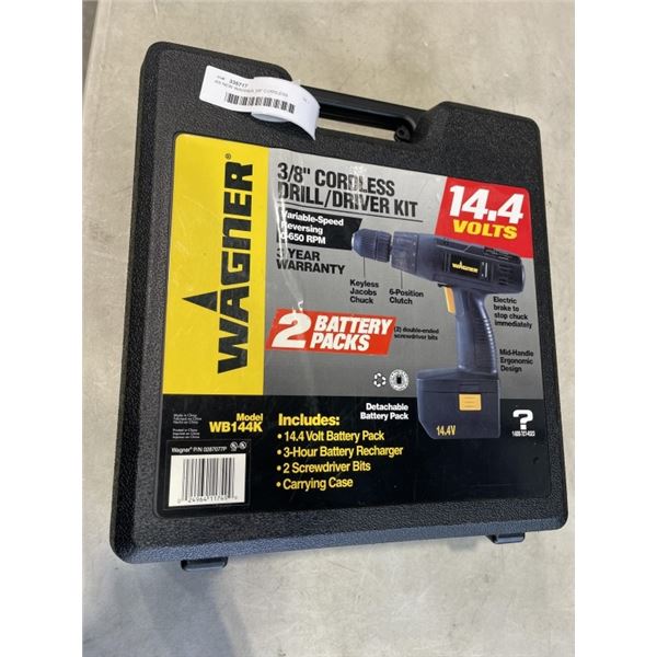 AS NEW WAGNER 3/8" CORDLESS DRILL/DRIVER WITH BATTERY AND CHARGER