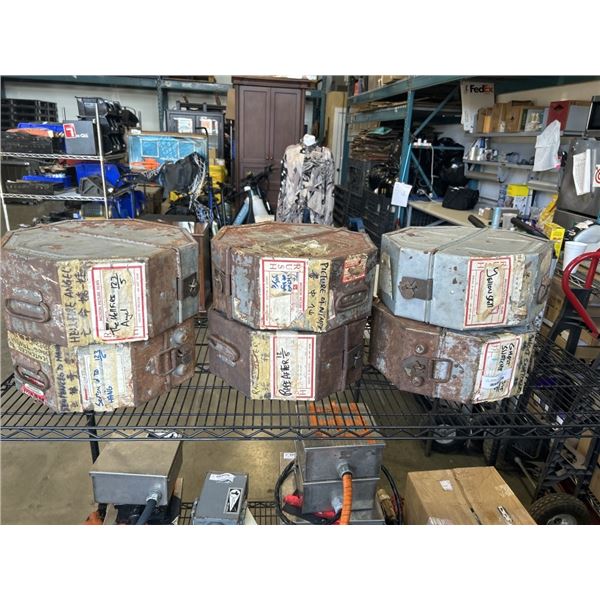 6 ANTIQUE MOVIE REEL TINS WITH REELS