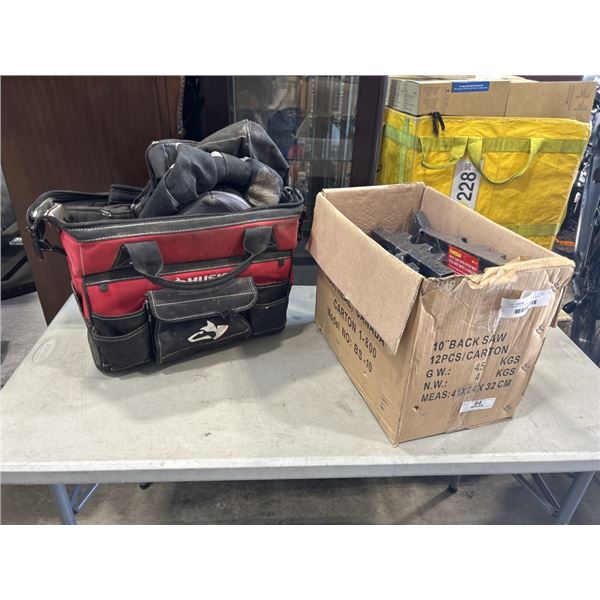 CASE OF NEW MITRE SAW BOXES WITH SAW