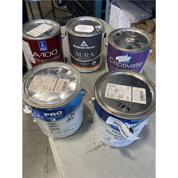 5 CANS VARIOUS WALL PAINTS INCLUDING 2 DTM CANS