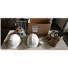 Image 1 : BOX WITH 3 HARDHATS, TOOLBAG, AND BOXES OF SCREWS