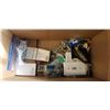 Image 2 : BOX WITH 3 HARDHATS, TOOLBAG, AND BOXES OF SCREWS