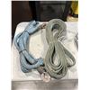 Image 2 : BLUE METAL BOX, MANUAL DRILL PRESS AND 2 TOW STRAPS