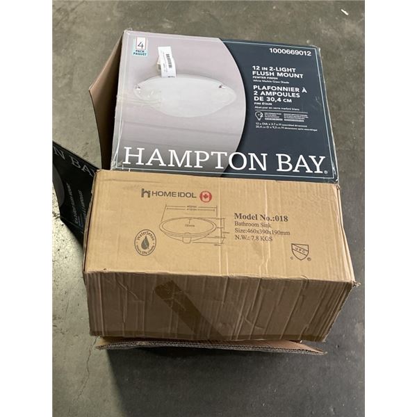 NEW 4 PACK CEILING FIXTURES AND NEW DROP IN VANITY SINK