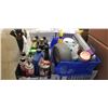 Image 1 : 2 TOTES OF CAR FLUIDS, SPRAYS, WD40, SILICON, STEEL WOOL ETC