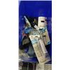 Image 3 : TOTE OF TOOLS INCLUDING BOX OF NEW SAFETY GLASSES, EVERBILT HEAVY DUTY STEEL HOOKS, LIGHT TRUCK MULT