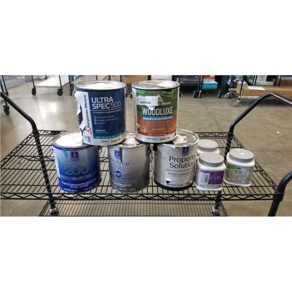 5 CANS AND 3 TUBS VARIOUS WALL PAINTS