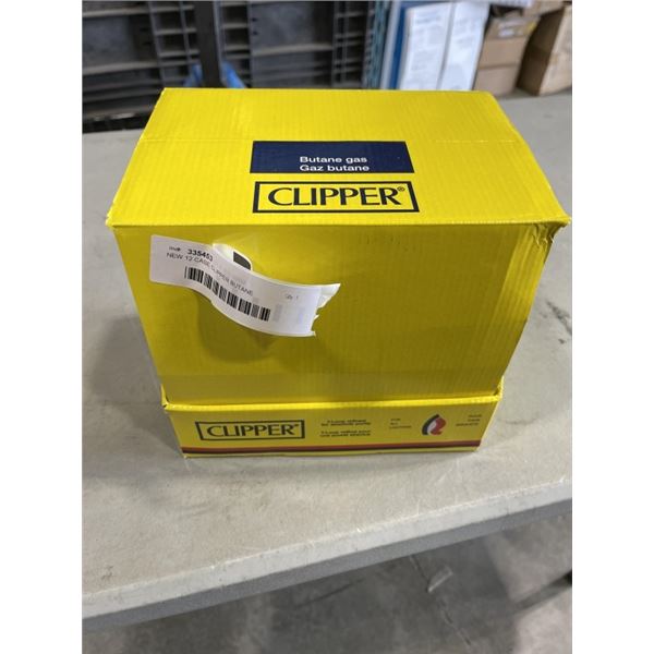 NEW 12 CASE CLIPPER BUTANE CANNISTERS