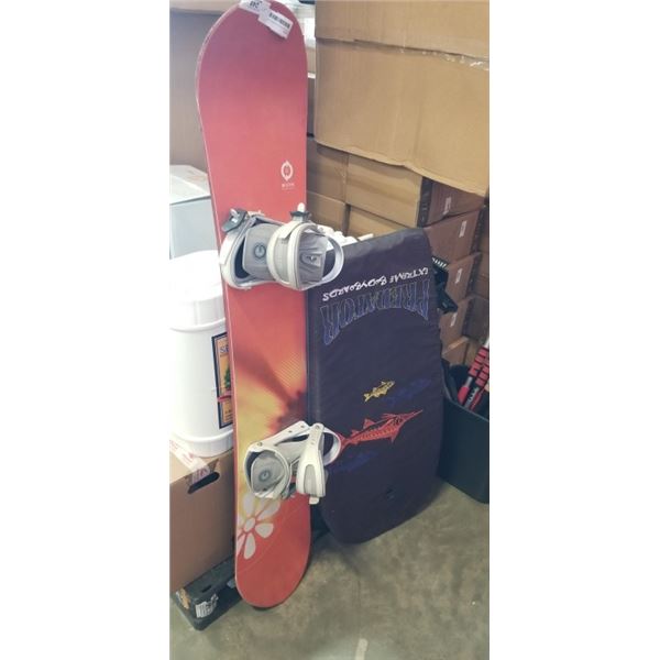24/7 SNOWBOARD AND BINDINGS AND BODY BOARD