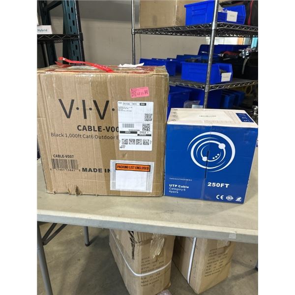 VIVO 1,000 FT CAT 6 4 PAIR OUTDOOR ETHERNET CABLE AND VIVO 250 FT UTP CABLE. CAT 6, 4 PAIR