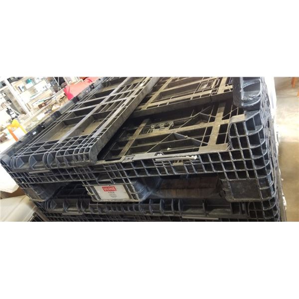 ULINE FOLDING PLASTIC PALLET CRATE, 1500LB CAPACITY, MODEL H-4053BL, 48X45 X42 IN GOOD CONDITION