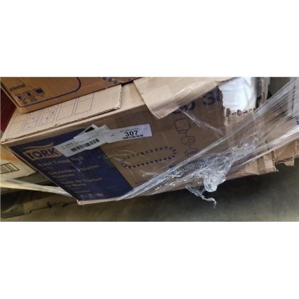 NEW CASE OF TORK HAND TOWEL ROLLS. WHITE