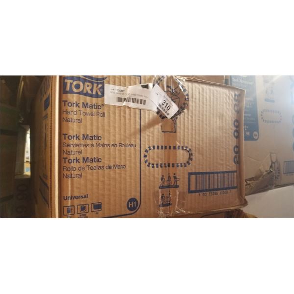 NEW CASE OF TORK HAND TOWEL ROLLS. NATURAL