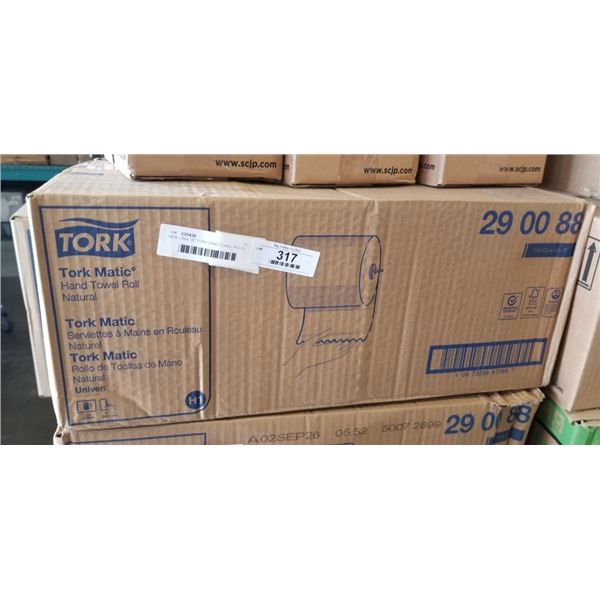 NEW CASE OF TORK HAND TOWEL ROLLS. NATURAL
