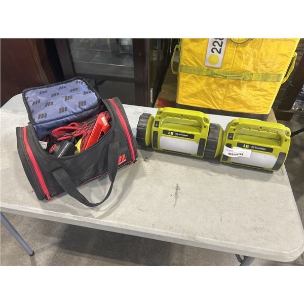 ROADSIDE EMERGENCY KIT AND 2 LED SPOTLIGHTS
