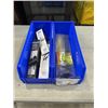 Image 1 : 2 BLUE PARTS BINS WITH NEW CURT COUPLER LOCKS AND ZAP STRAPS