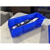 Image 2 : 2 BLUE PARTS BINS WITH NEW CURT COUPLER LOCKS AND ZAP STRAPS