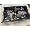 Image 2 : BLACK ULINE PARTS BIN WITH ASSORTED TRAILER ACCESSORIES AND HARDWARE, REDUCERS ETC