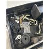 Image 3 : BLACK ULINE PARTS BIN WITH ASSORTED TRAILER ACCESSORIES AND HARDWARE, REDUCERS ETC